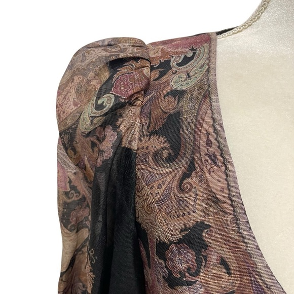 ZIMMERMANN Illustration Belted Printed Linen Silk Blend Organza Midi Dress Black - Picture 10 of 16